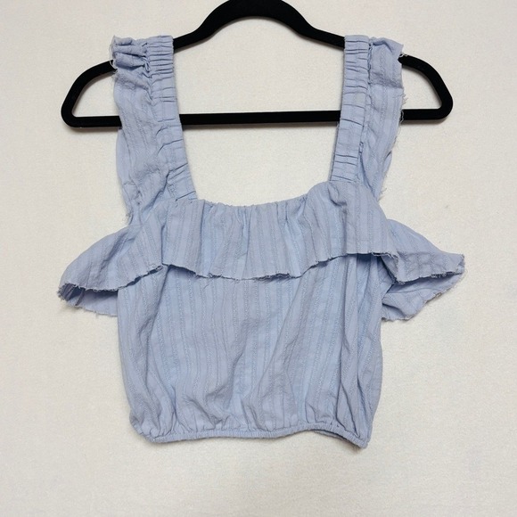 Show Me Your MuMu Women Tank Blouse XS Rosalina Crop Top Boho Cottage Light Blue - Picture 2 of 10